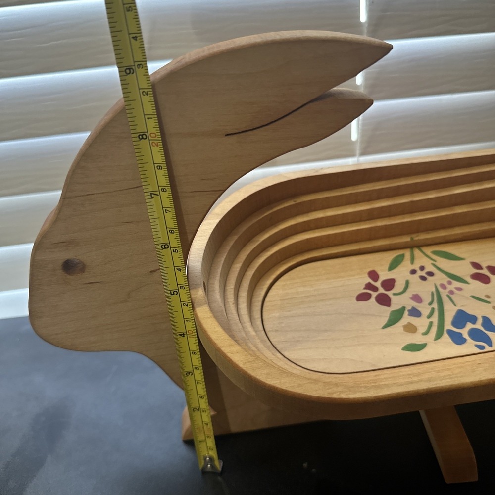 Vintage Telescoping Collapsible Wood Bunny Rabbit Basket Cottage Granny Core - Picture 10 of 10